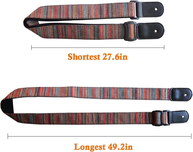 Farcaya Ukulele Strap for Soprano Concert Tenor Baritone Uke Mandolin Banjo Cotton Soft Country Style with Picks Lock Button End Pin Musical Instrument Accerssories (Striped Red) - Image 4